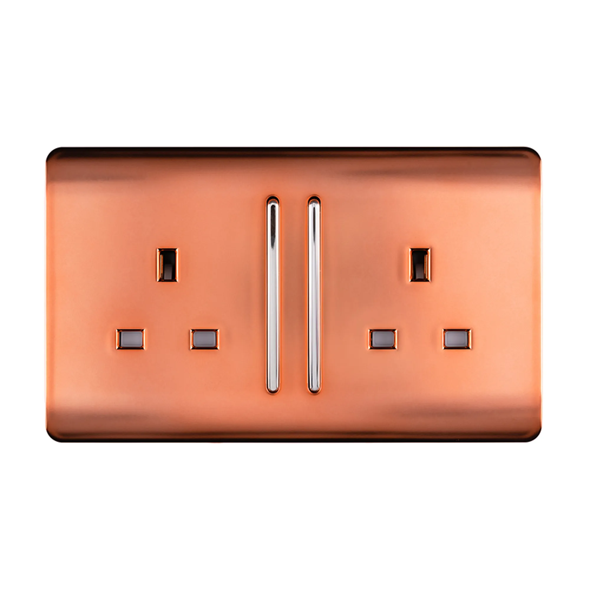 ART-SKT213LCPR  2 Gang 13Amp Long Switched Double Socket Copper